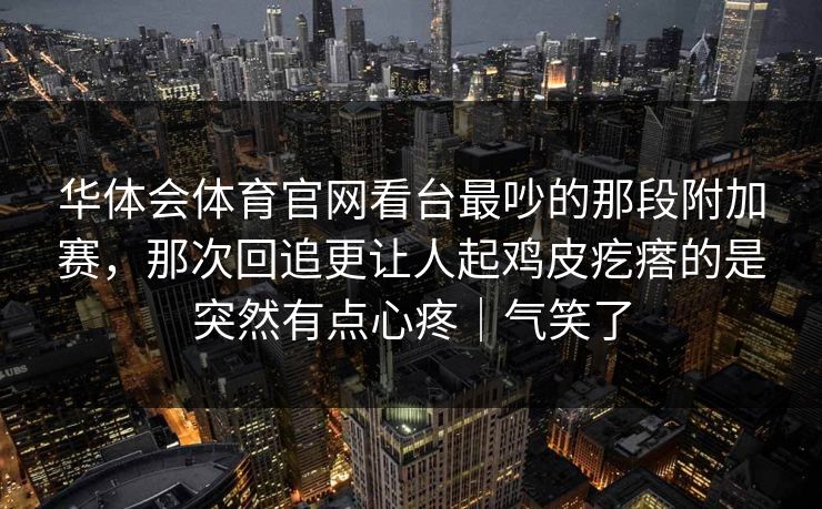 华体会体育官网看台最吵的那段附加赛，那次回追更让人起鸡皮疙瘩的是突然有点心疼｜气笑了