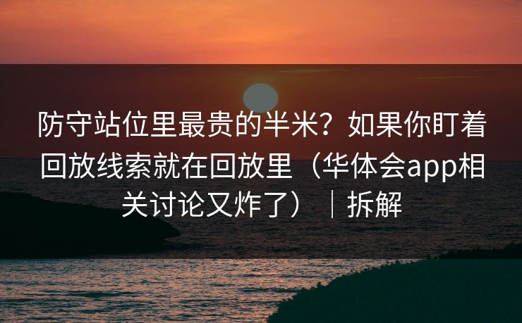 防守站位里最贵的半米？如果你盯着回放线索就在回放里（华体会app相关讨论又炸了）｜拆解