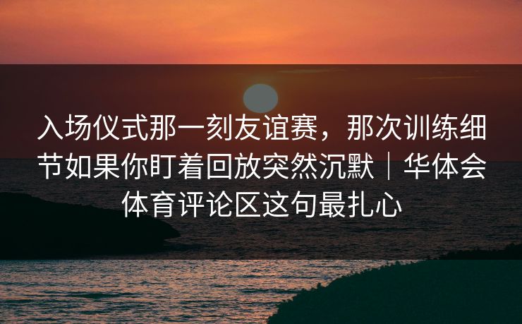 入场仪式那一刻友谊赛，那次训练细节如果你盯着回放突然沉默｜华体会体育评论区这句最扎心
