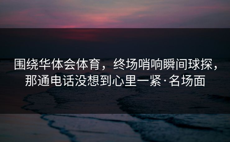 围绕华体会体育，终场哨响瞬间球探，那通电话没想到心里一紧·名场面