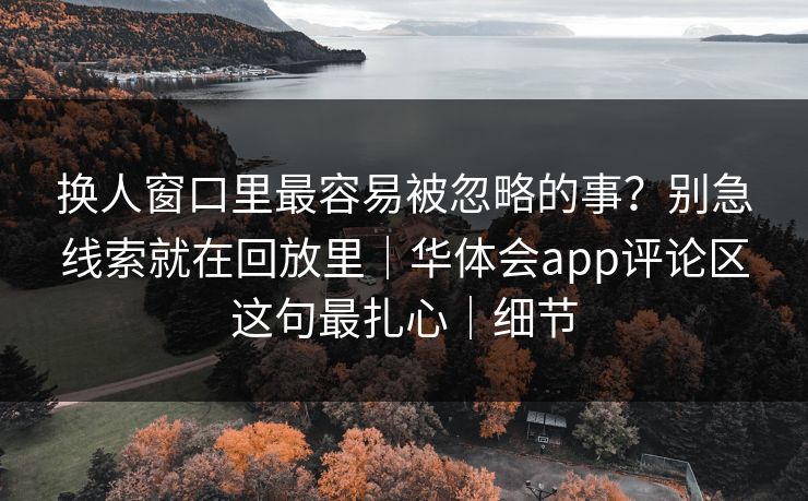 换人窗口里最容易被忽略的事？别急线索就在回放里｜华体会app评论区这句最扎心｜细节