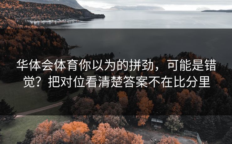 华体会体育你以为的拼劲，可能是错觉？把对位看清楚答案不在比分里