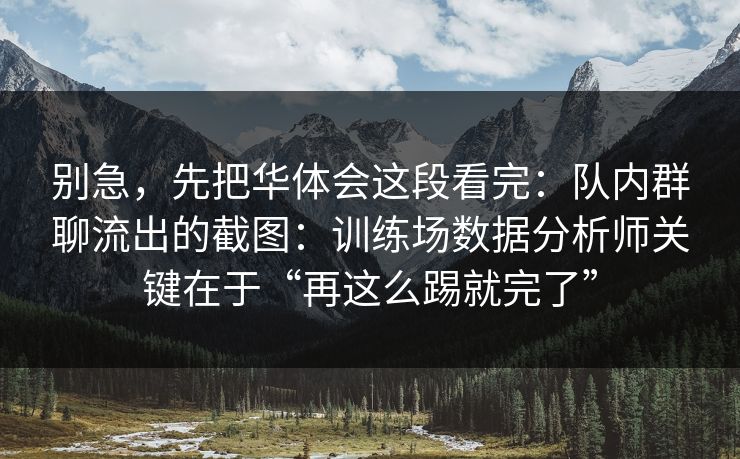 别急，先把华体会这段看完：队内群聊流出的截图：训练场数据分析师关键在于“再这么踢就完了”