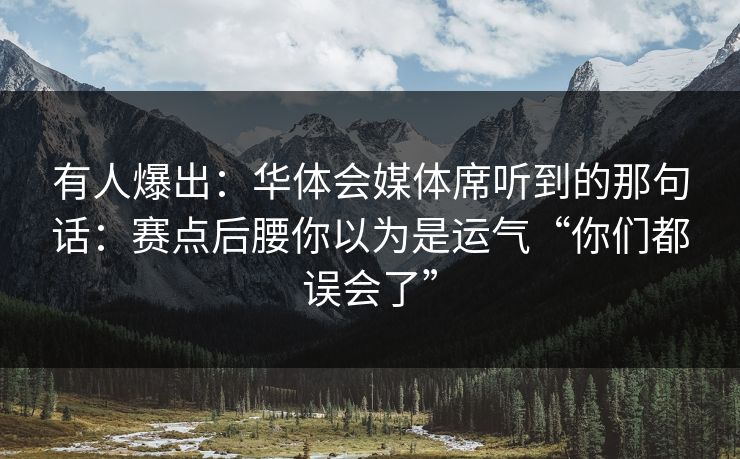 有人爆出：华体会媒体席听到的那句话：赛点后腰你以为是运气“你们都误会了”